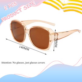 Oycjinxuan 2 Pcs fit Over Glasses Sunglasses Womens, Fashion Sunglasses Over Glasses, for Driving UV Protection Men and Wome Daily Use