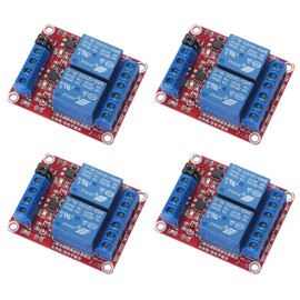 GTIWUNG Pack of 4 2 Channel 12 V Relay Module, Relay Module 12 V, 2 Channel 12 V Relay Module with Optocoupler High or Low Level Trigger Expansion Board for Raspberry Pi Arduino