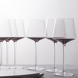 Wine Glasses Set of 6, Red Wine Glass Set,Long stem Wine Glasses,Thin Rim, (18.5oz,6 pack) Wedding Gifts for Bride and Groom ,Gifts for Bridal Shower Engagement Wedding and Married Couples Anniversary