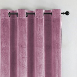 texpot Velvet Curtain 140 x 245 cm Dusky Pink with Eyelet Opaque Velvet Curtains Curtain