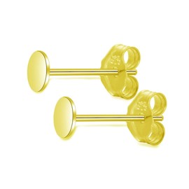 20 pares de arete de plata de ley 925 bañada en oro de 0,7 mm Pin | 3 mm (0.12 pulgadas) pequeña tabla plana pegamento en el poste de ajuste con embragues de seguridad de la nuez SS277-3