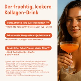 BRAINEFFECT Summer Collagen Powder for Food & Drinks Peptide Type 1 and 3 Fruity Taste without Sugar Made in Germany 450 g Mango Passion Fruit