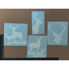 Deer Buck Hunting Silhouette Decals 4 Pack (Doe White, Large ~5”)