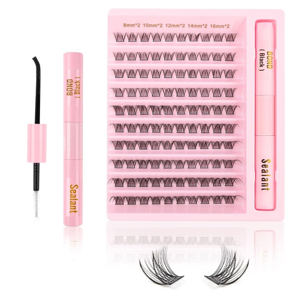Kiusatig Eyelash Extension Kit 100PCS DIY Lash Extensions Kit Cluster