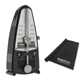 Wittner Taktell Piccolo 836 Mechanical Metronome Black with Keepdrum Microfibre Cloth