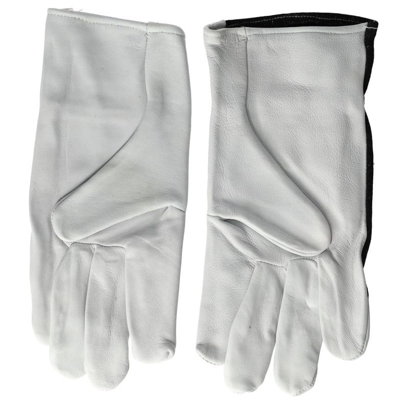 Goatskin Leather Work Gloves, Size 9, Black/White, CE CAT II