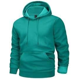 MAGCOMSEN Mens Sweatshirt With Kangaroo Pocket Soft Spring Sweatshirts Blank Cotton Sweatshirts Sportswear Midweight Hoody Pullover Emerald Green S