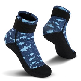 Yikayin Neoprene Socks, 3mm Swimming Socks for Kids Toddler, Anti-Slip Thermal Swim Socks Wetsuit Socks for Beach Pool Water Sports - Blue 31-33
