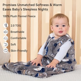 Unnivoll Fleece Baby Sleep Sack 18-24 Months 2.0 Tog Baby Wearable Blanket with 2-Way Zipper Warm Sleeping Sack for Toddler Infant - XLarge Blue Grey Pentagram