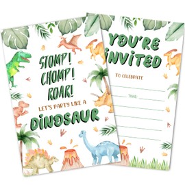Watercolor Dinosaur Party Invitations with Envelopes (30PACK), Invitation Cards for Boys Girls Dinosaurs Birthday Party Supplies, Baby Shower T-Rex Invites