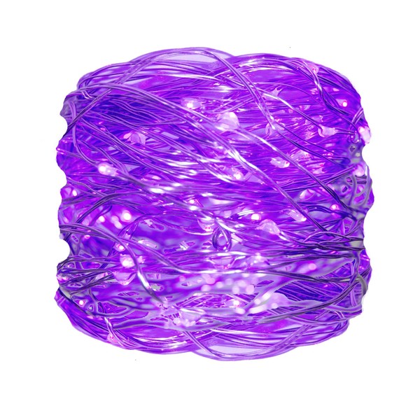 Hometown Evolution, Inc. Purple LED Fairy Lights - Plug in - 33 Foot 100 Purple LED Micro Lights on Copper Wire - Waterproof for Indoor and Outdoor Use