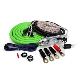 KnuKonceptz KCA 1/0 Gauge Complete 2 Channel Subwoofer Amplifier Installation Wiring Kit - Green