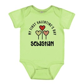 TATY Kids My First Valentine's Day Sebastian Baby Infant One Piece Bodysuit Newborn Key Lime Green