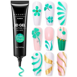Makartt 3D Gel Nail Art- 3D Nail Gel Sculpting Gel for Nail Designs, 15ml 3 in 1 No Wipe Gel Polish for Drawing Carving Nails Gel, Molding Gel for Nail Decoration Manicure Charm - Tinsel Green