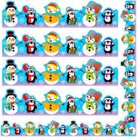 Winter Bulletin Board 86.6ft Die-Cut Snowman Bulletin Border Christmas Holiday Decor Penguin Trim Border Self-Adhesive Label Sticker for School Classroom Chalkboard Decorations Office Home Supplies