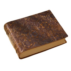 Acidea Vintage Embossed Sketchbook, Handcrafted Crazy Horse Leather Cover Journal Writing Notebook, Drawing Journal Diary for Men & Women Travelers, Artists, 400 Kraft Pages Brown 5.5 x 7.5 in