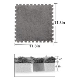 Typutomi 12pcs Plush Puzzle Foam Floor Mat, Cute Soft Fluffy Interlocking Square Foam Tiles Area Rugs Carpet for Parlor Bedroom Decoration(11.8x11.8x0.4in, Rose Red&Pink&White)