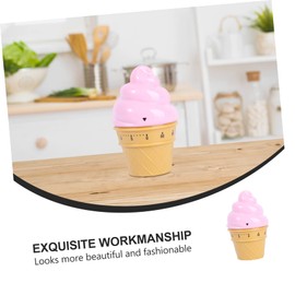Vaguelly 1Pc Pink Ice Cream Mechanical Timer Fun Kitchen Reminder Easy to Use Wind Up Design for Cooking Management Material