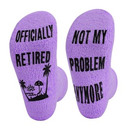 Risipu Funny Retirement Socks, Funny Socks for Retirement, Gift Idea for Women, Friends, Happy Retirement Gifts, purple, One size fits all