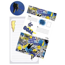 iscream + Corey Paige Designs Pack de 8 tarjetas plegables listas para enviar notas - Jugar al hockey