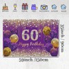60th Birthday Decorations for Women, Purple Glitter Spots Fabric Sign