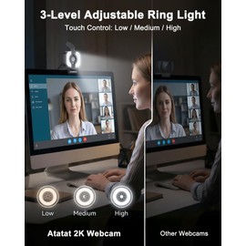 Atatat 2K Webcam for PC with Light, Microphone, Privacy Cover