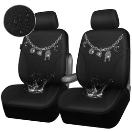 CAR PASS Bling Rock Rapper Diamond Car Seat Covers, Waterproof Oxford Shining Rhinestones 2 Front, Universal Fit 95% Automotive Glitter Sparkly Crystal Funny Cute Women Girl, Silver Rapper Diamond