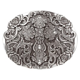 Nocona Western Belt Buckle Womens Rhinestone Cross Silver 37108