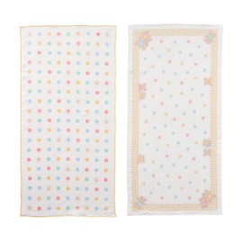 Miki House 46-8401-148 Gauze Towel Set, Bath, Gauze Towel, Set of 2, 100% Cotton, Made in Japan, 13.8 x 27.6 inches (35 x 70 cm), Baby Preparation, For Boys and Girls, Baby, Kids, Baby Clothes
