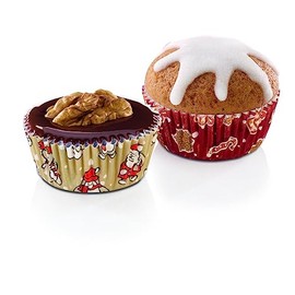 Tescoma Miniature Baking Cups Ø 4 Cm, 100 Pcs, Christmas Delícia, Assorted, 19 x 9 x 2 cm