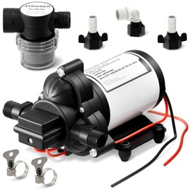 RV Water Pump 12V DC - Easy to Install Self Priming 4.0 GPM 45PSI 12V Water Pump with Pressure Switch, 50 Mesh Strainer, Thermal Overload Protection, Diaphragm, for RV, Marine, Camping, Yacht, Garden