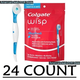 Colgate Wisp Max Fresh Peppermint 24 Count Pack Mini Disposable Travel Brushes