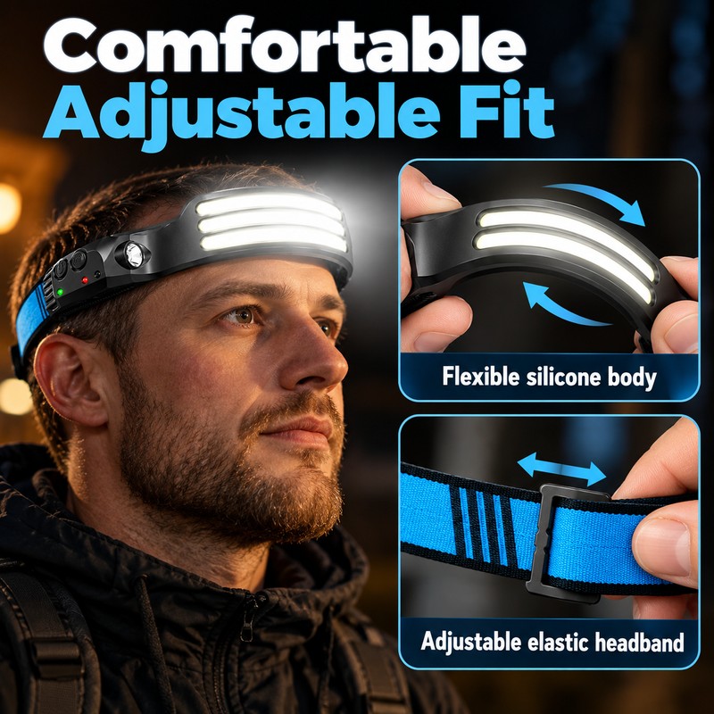 Rechargeable LED Headlamp for Camping and Outdoor Work – 230°