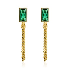 14K Gold Plated Bhain Dangle Earrings，925 Sterling Silver Chain Drop Earrings for Women