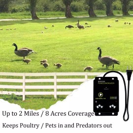 Briidea 2-Mile Electric Fence Energizer for Preventing Wild Animals Intruding