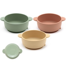 Eascrozn 3 Pack Baby Bowls, Suction Bowls for Baby and Toddlers, BPA Free Food Grade Silicone Bowl Feeding Supplies, Dishwasher and Microwave Safe, Multicolor