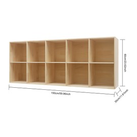ILWorkTLs 10 Cube Open Bookshelf,Floor Standing Bookcase,Wooden Book Shelf,Open Storage Organizer for Home Office,Living Room