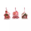 RAZ Imports Set of 3 Hanging Lighted Gingerbread Claydough House