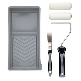 Draper 20797 High-Density Foam Paint Roller and Brush Set with Soft Grip, 5pcs Includes 4" Roller Sleeves, Frame, Tray and 20mm Paint Brush