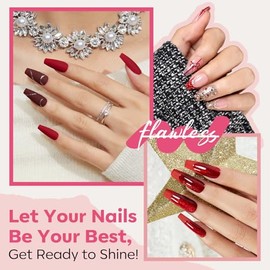 Esmalte de uñas en 6 colores, rojo, nude, dorado, con purpurina, esmalte de uñas de secado rápido, color burdeos, minijuego de esmaltes de uñas de inv