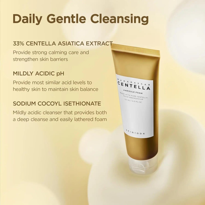 SKIN1004 Madagascar Centella Ampoule Foam, 4.23 Fl.oz, Korean Face Cleanser