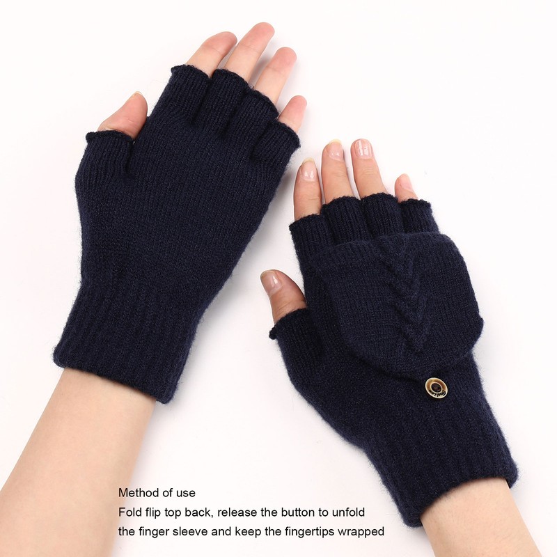 USB Warmer Heated Gloves Flip Half Fingerless Electronic Knitted Hand
