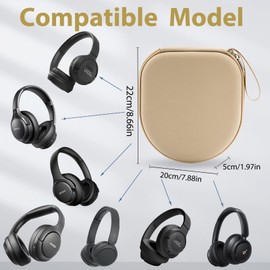 Case Compatible with Sony WH-CH520N WH-CH720N, and JBL 510BT 520 BT 720BT 770 NC 760 NC 670 NC Wireless Noise Cancelling Headphones, Portable Travel Headphone Storage Cover Bag (Beige)