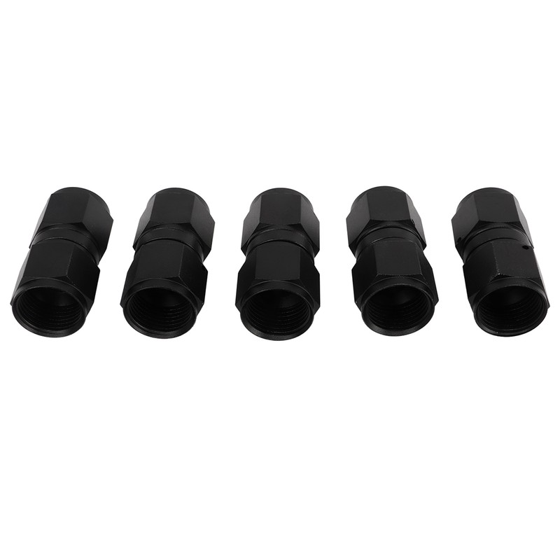 5PCS 10AN Fitting Adapter Black Female Straight Swivel Aluminum Alloy