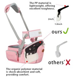 Baby Hip Seat Carrier Baby Waist Stool for Child Infant Toddler with Adjustable Strap Buckle Pocket Soft Inner Huge Storage (Pink)