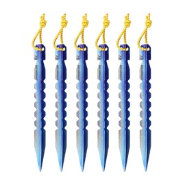 SILVERANT Titanium Tent Stakes, Heavy Duty Tent Spikes Ultralight Tent Pegs with Hook Canopy Stakes for Camping, Backpacking, Gardening-Medium Size-6Pcs
