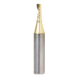 Amana Tool 57346-Z SC Spiral O Single Flute Improved Surface Finish Aluminum Cutting 1/8 D x 5/16 CH x 1/4 SHK x 1-1/2 Inch Long Up-Cut ZrN Coated Router Bit withMirror Finish