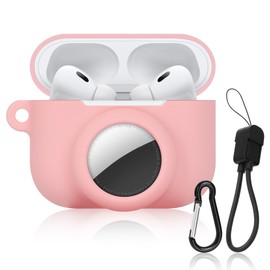 Funda de silicona suave 2 en 1 compatible con AirPod Pro 3 y AirTag, funda protectora a prueba de golpes para AirPod Pro 3 con kit limpiador y cordón de cable de datos para hombres y mujeres