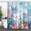 ZCHOMI Blue Ocean Coastal Shower Curtain Turtle Octopus Jellyfish Fish