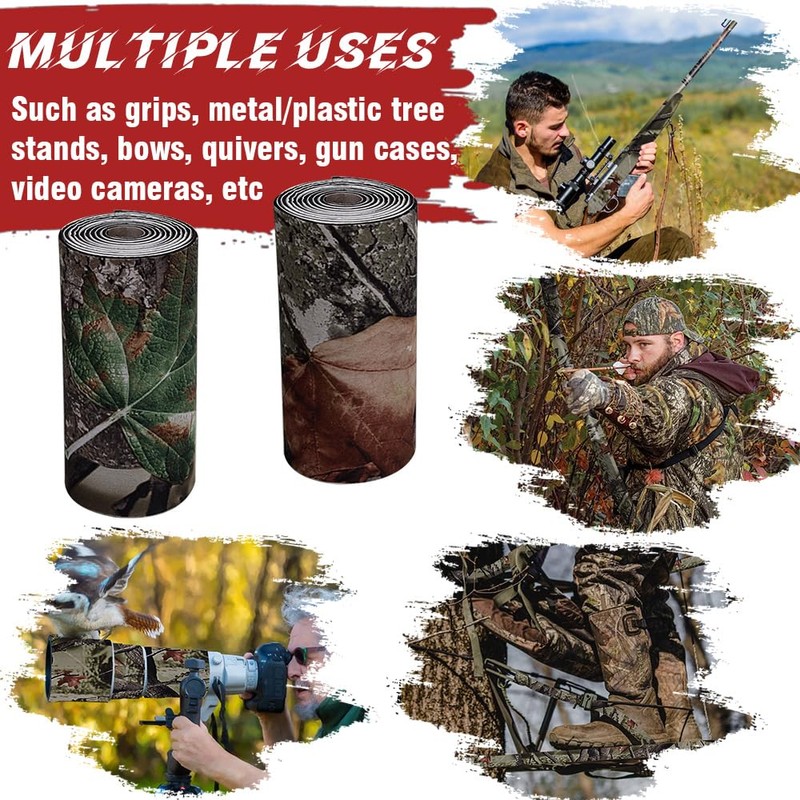 Camo Silencing Tape, 2 Rolls Camouflage Self Adhesive Tape Silencing